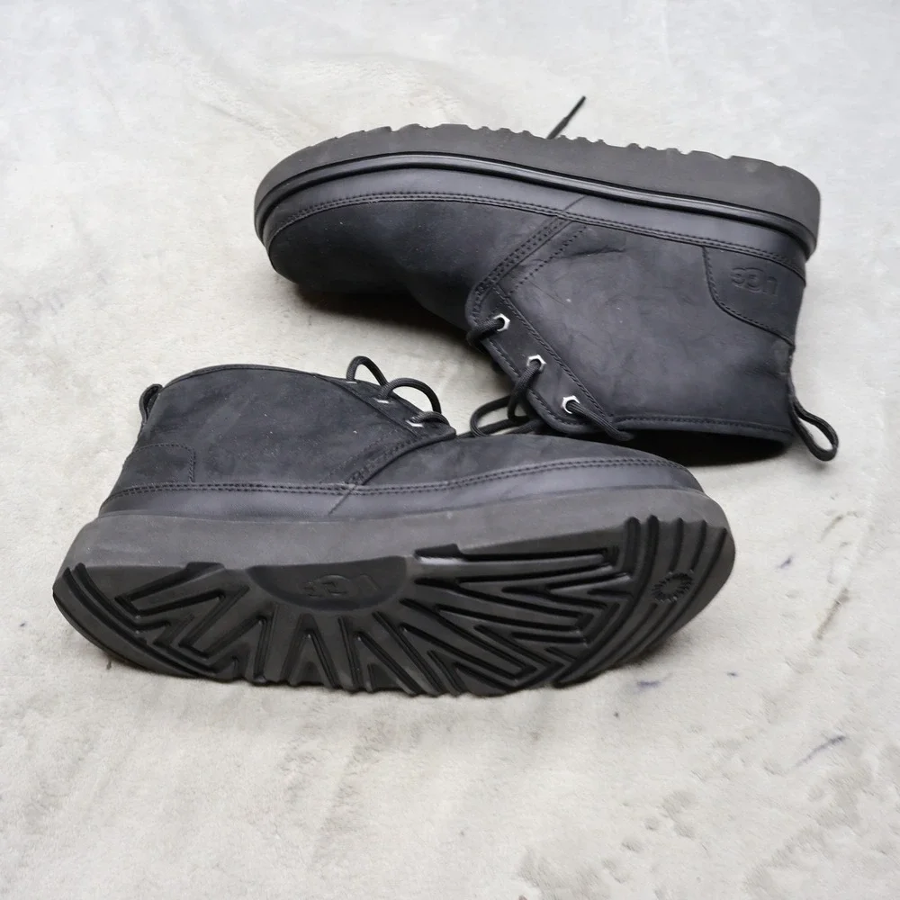 UGG Mens 10 Chukka Boots Black Leather Neumel Weather II Waterproof 1120851